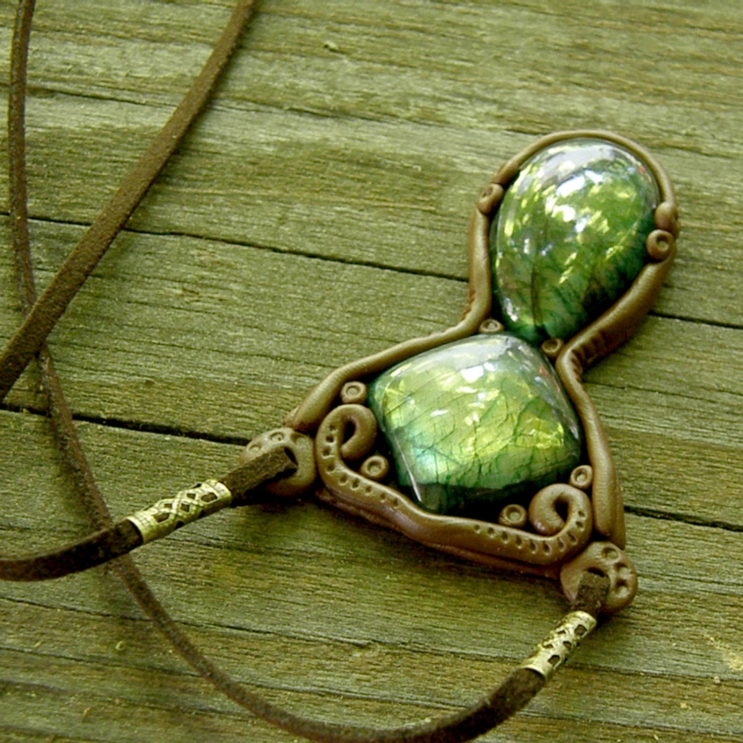 Labradorite Romantic Necklace Bohemian Tribal Hippie Jewelry Green Yellow  Flash Nature Forest Magical Magic Boho Necklace