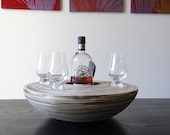 Modern handcrafted wood bowl tray - decorative tray, drinks serving tray, center piece, art