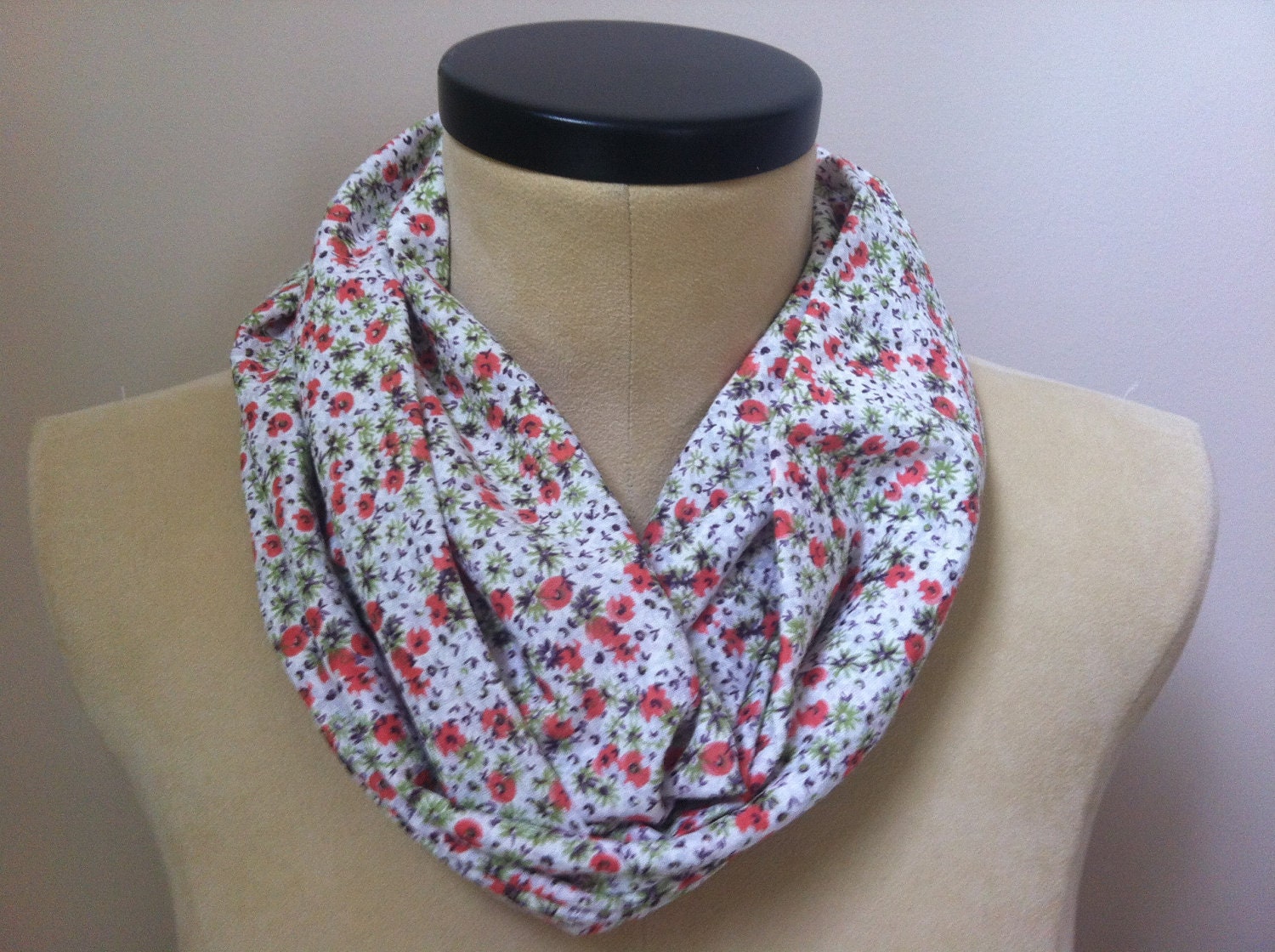 Coral Floral Infinity Scarf