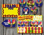 Birthday Party Set Madagascar 3 Afro Circus - Invitation, Thank you card, cupcake toppers & party bag tag - Modern - Printable, Digital