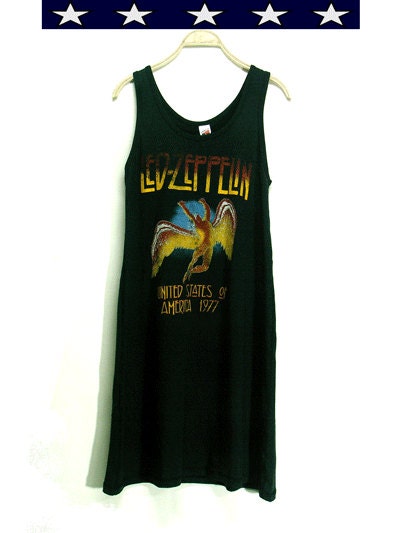 Led Zeppelin, women dress , black tank , mini dress, spandex ,clothing, dress, screenprint  vest, rock tunic, Free size