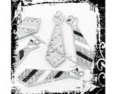 FREE SHIP Wholesale - 50 High Quality Silver Tone Rhinesetone Tie Charm Pendants Findings 50 Shades of Grey