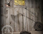 Vintage Industrial OC White Articulating Task Lamp w/ Repurposed Base Steampunk Lighting