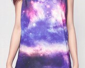 Galaxy Shirt Pink Violet Star Amber Nebula Sky Space Tank Top Women Shirts Black Shirt Tunic Top Vest Sleeveless Women T-Shirt Size S M