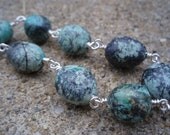 Natural Turquoise Nugget Silver Wire Wrapped Bracelet