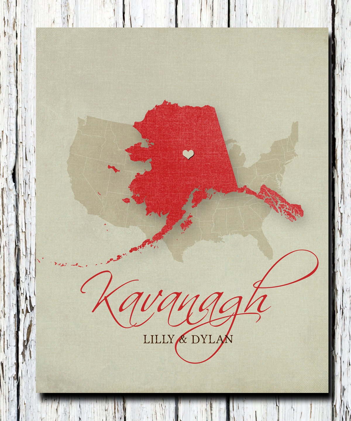 State Map, Custom Engagement Gift, Bridal Shower Present, Personalized states, love map art 8x10