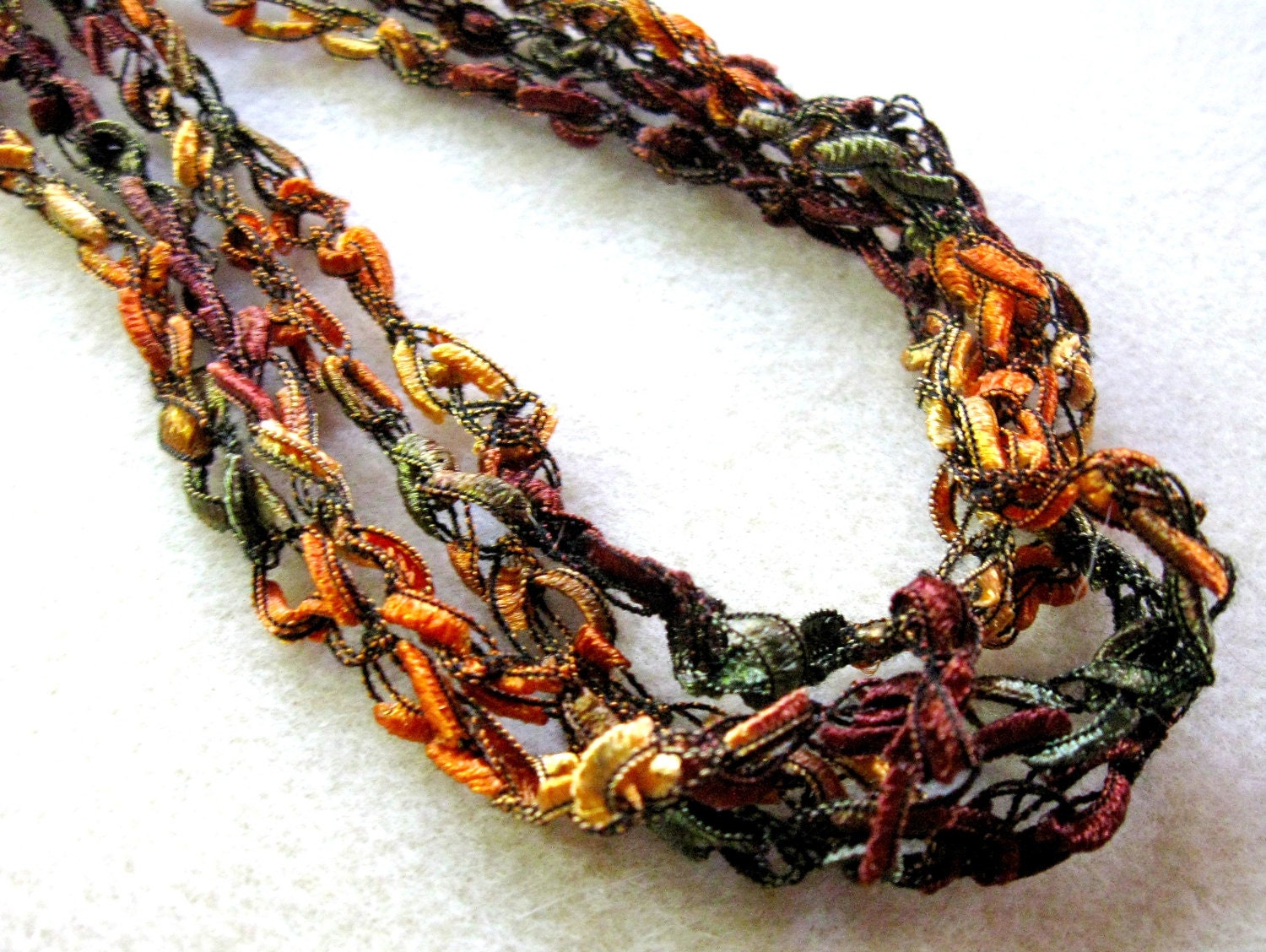 Trellis Ladder Necklace Jewelry Crocheted Adjustable 16-18"