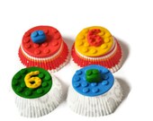 12 EDIBLE cupcake toppers building blocks inspired- made of fondant and gumpaste for themed parties Il_170x135