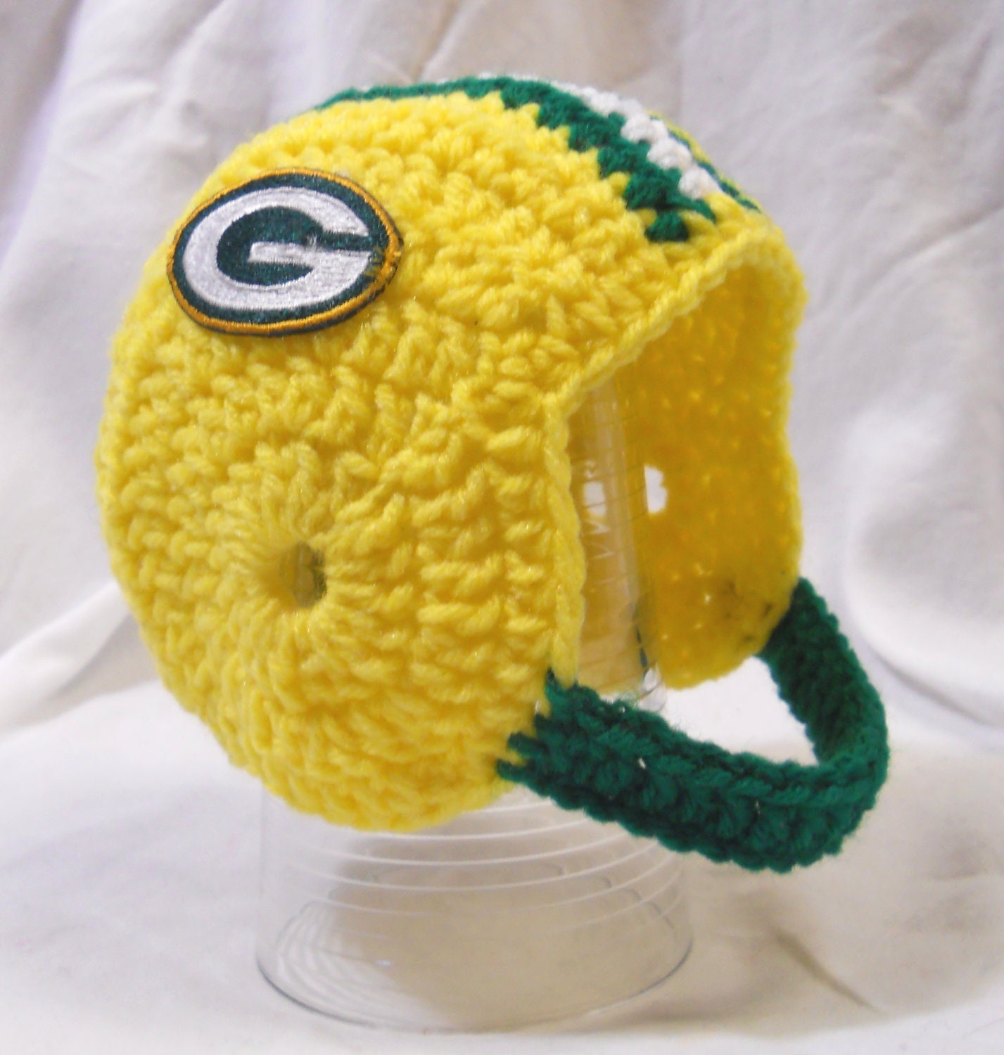 Green Bay Packers Crochet Baby Football Helmet Hat with Embroidered Logo 0-3 Months, 3-6 Months, 6-12 Months