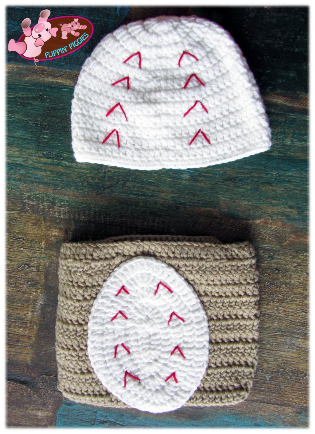 Baseball Hat and Diaper Cover Set Handmade Crochet Set baby photography props