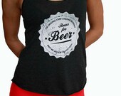 Runs for Beer American Apparel Tank in Tri-Black with White Print