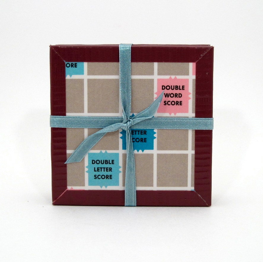 Board Game Coaster Set - Recycled Scrabble Game - Game Night - Scrabble Lover