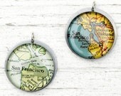 San Francisco California - Vintage Map Pendant in Handmade Sterling Setting
