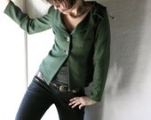 Womens Blazer - Jacket for women - handmade outerwear green wool coat winter coat