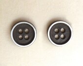 Button Earrings - Oxidized - Sterling Silver - Sewing - Button Studs - Cottage Chic - Rustic - Button Stud Earrings - Button Jewelry