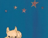 french bulldog with stars art print // night