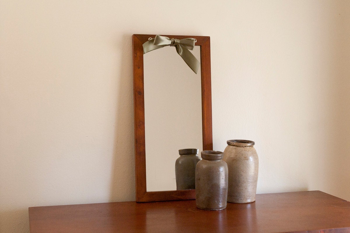 Wood framed wall mirror, recycled wood frame