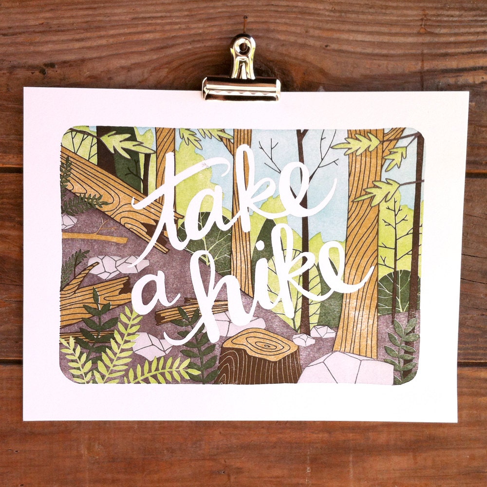 Take a Hike Letterpress Print