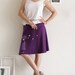 Women Winter Fashion . Purple Heavy Weight Cotton skirt . A line Knee Length Skirt . Applique skirt - Sniffing Kitty - size Small