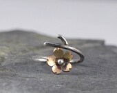Cherry Blossom Branch Ring, 14kt gold filled cherry blossom, sakura adjustable ring, Spring jewelry