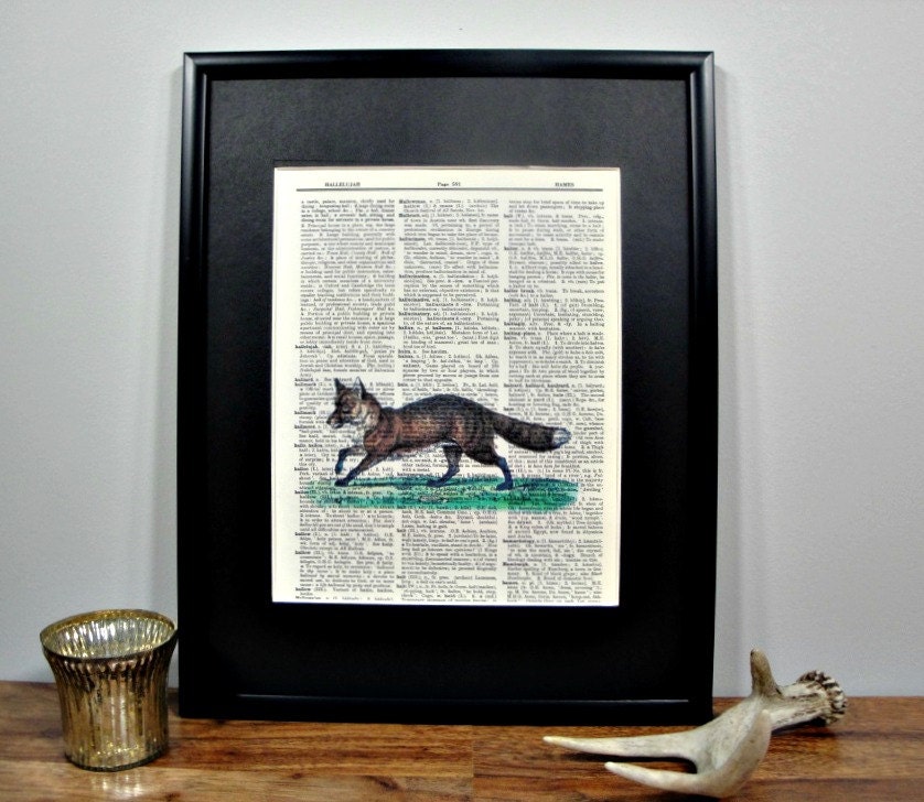 FRAMED Vintage Dictionary Print - Woodland Series - The Fox
