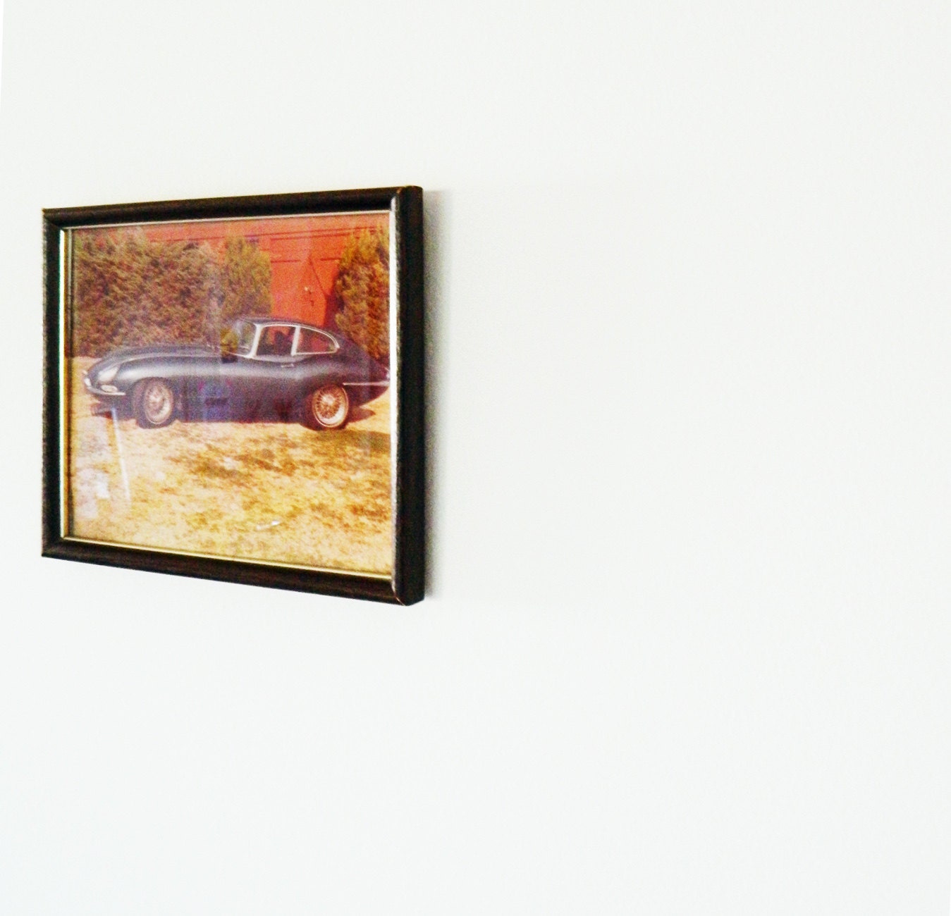Vintage Jaguar Photograph/Framed Car Picture/Man Cave Decor/Retro Car