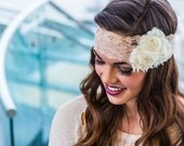 SOPHIA -  Cream and beige shabby rose trio headband