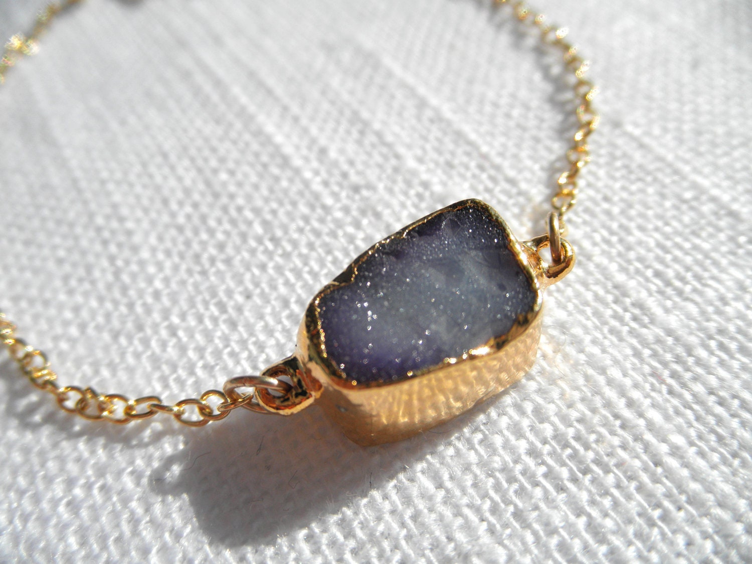Purple druzy bracelet - purple druzy - gold bracelet - purple bracelet - D R U Z Y