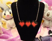 Pixel perler heart meter necklace