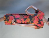 50s 60s Vintage Sheath Dress Georgia Bullock Red Print Wiggle Small