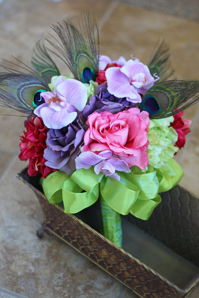 Tropical Peacock Orchid Wedding Bouquet - Destination Bridal Bouquet
