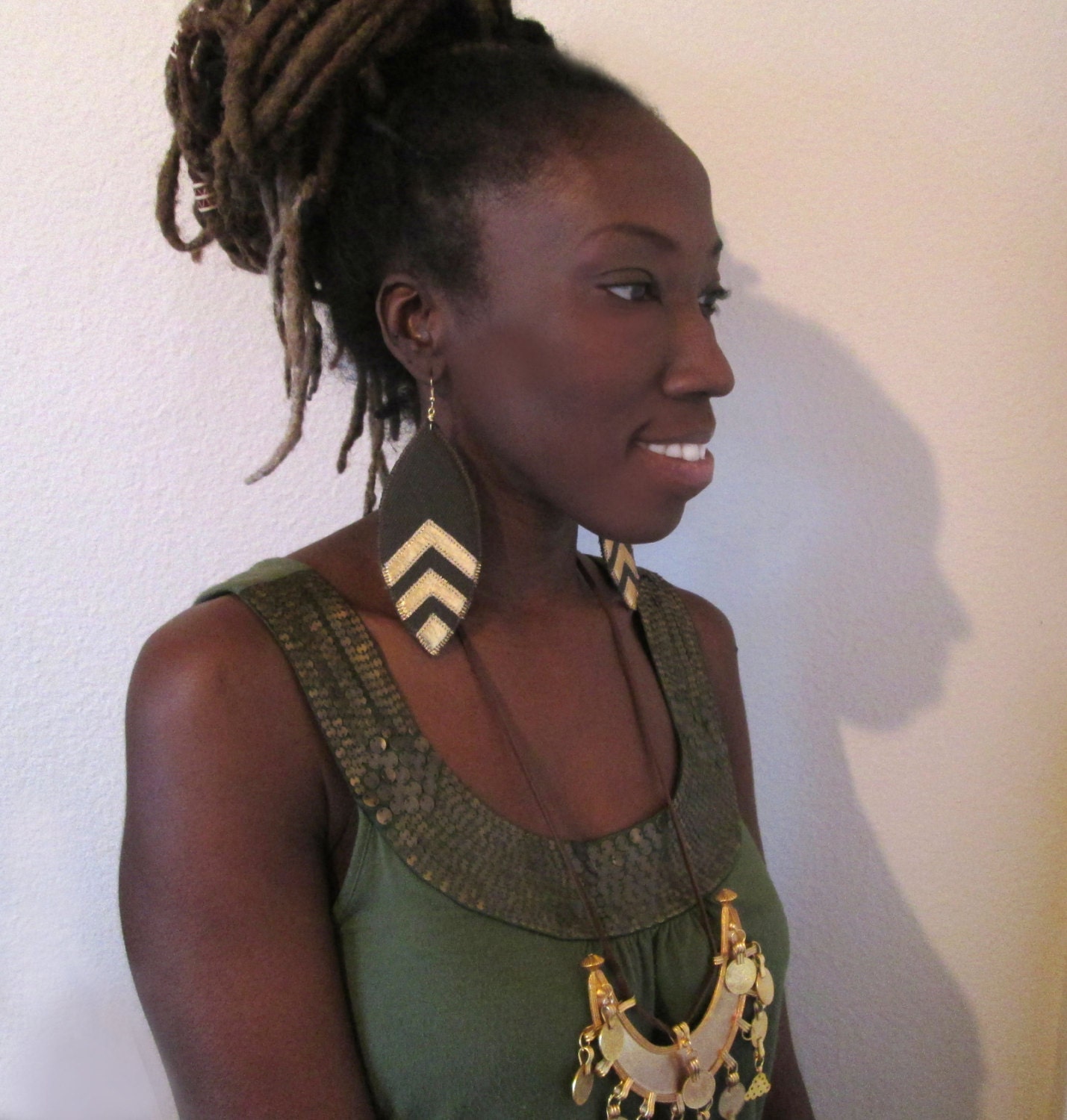 Golden Life- ChevronTribal Statment earrings