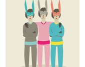 Triplet Rabbits - 8x10 or A4