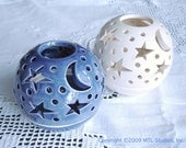 White Candle Holder, Modern simple Decor, the ORIGINAL Star moon Candileria, Handmade Ceramic, Cute Dreamy Minimal gift IN STOCK