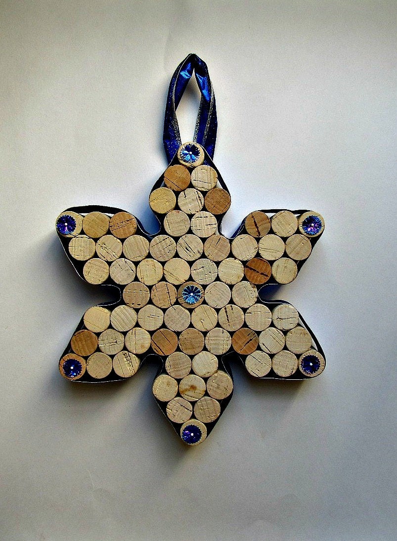 Wine Cork Snowflake Wall Hanging/Decoration/Wreath for Christmas, Hanukkah, Winter