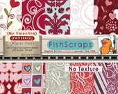 Scrapbook Digital Paper - No Texture - Hearts - Love - Damask - Valentine Background Papers Il_170x135
