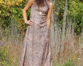 Vintage 90s Velvet Cheetah Animal Print Maxi Tank Dress Grunge