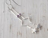 Earrings - Purple Amethyst Sterling Silver Star Earrings