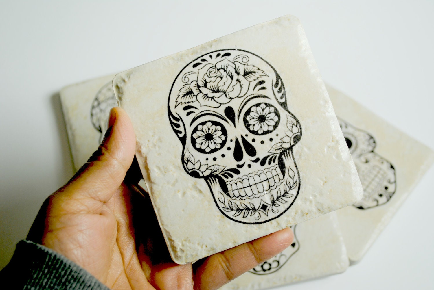 Day of the Dead Sugar scull el muerte Halloween Coasters