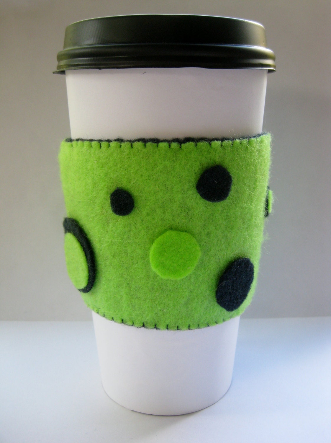 Green and Blue with Polka Dots - Felt Cup Sleeve