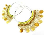 Autumn Yellow Hoop Earrings - MegansBeadedDesigns