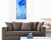 EMBRACE original abstract modern painting - gallery fine art - contemporary interior design - ooak home wall decor - blue white silver