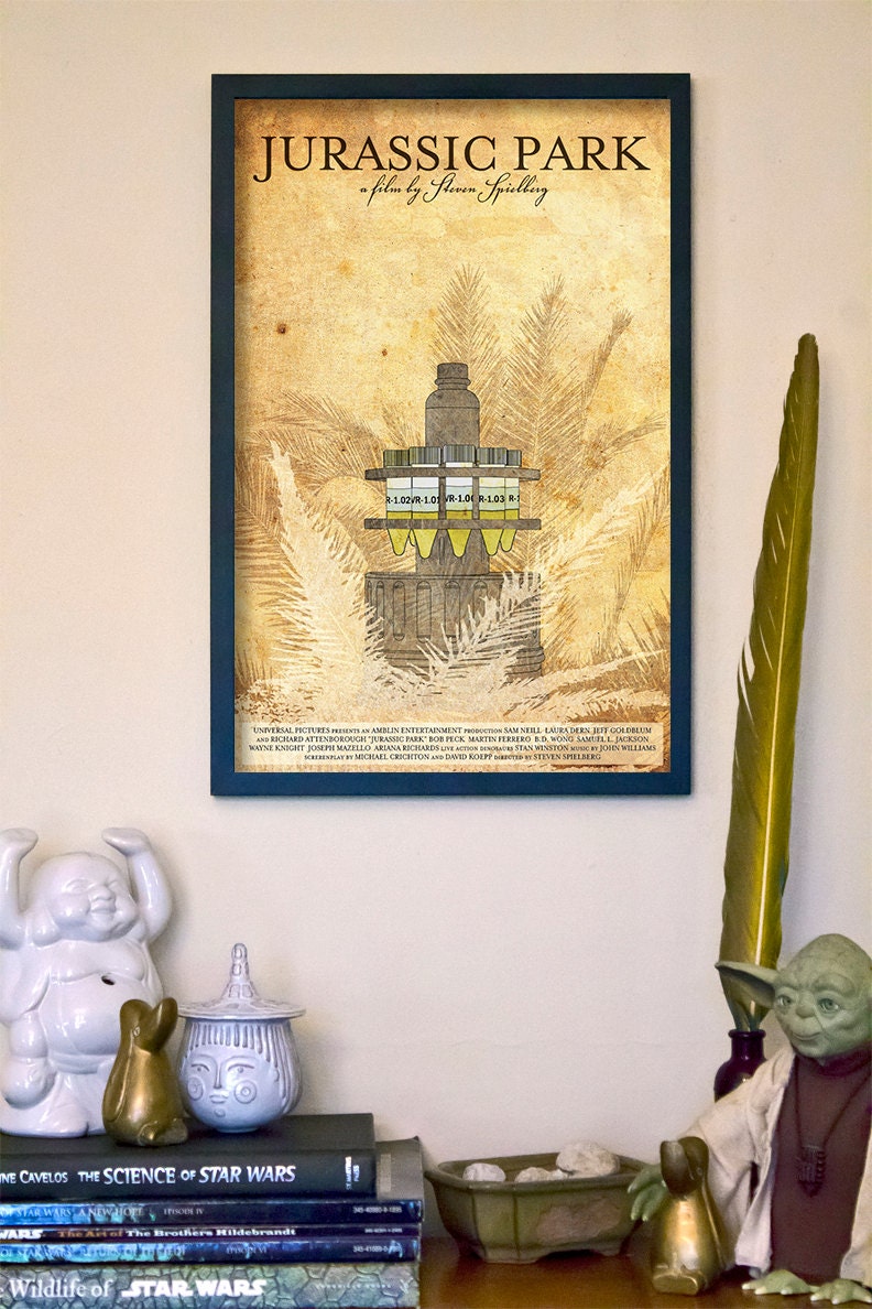 Jurassic Park Science Fiction Movie Poster - 11"x17" Vintage Inspired Textured Fine Art Print