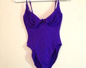 90s neon purple floral textured bathing suit swimsuit backless bustier bow swim wear leotard bodysuit onesie