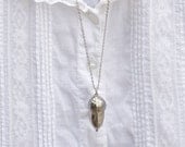 Acorn Silver Colored Leaf Necklace Nature Jewelry
