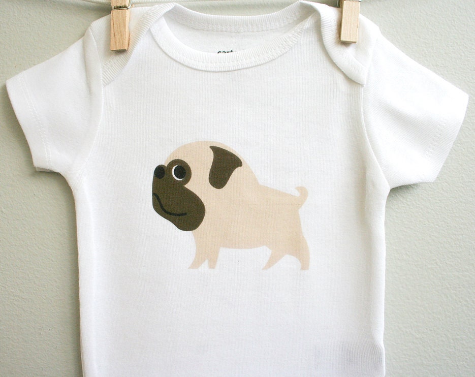Baby clothes, pug. Long or short sleeve. Your choice of size.