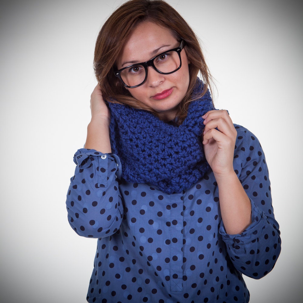 Thick Crocheted Cobalt EVERY DAY Snood Scarf