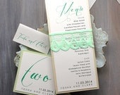 Mint Script - Lace Wedding Menu Cards,Table Numbers, Mint Wedding - Purchase to Start the Ordering Process