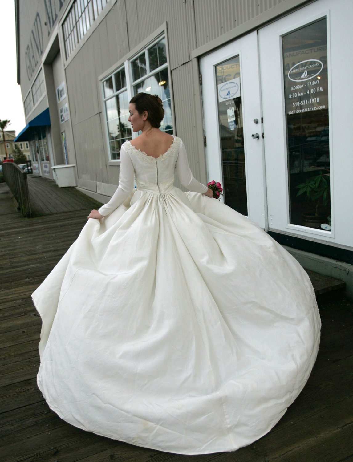 Wedding Dress, Vintage, Ivory, small, 60s