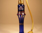ANTIQUE Czech Perfume Atomizer Bottle JEWELED Top